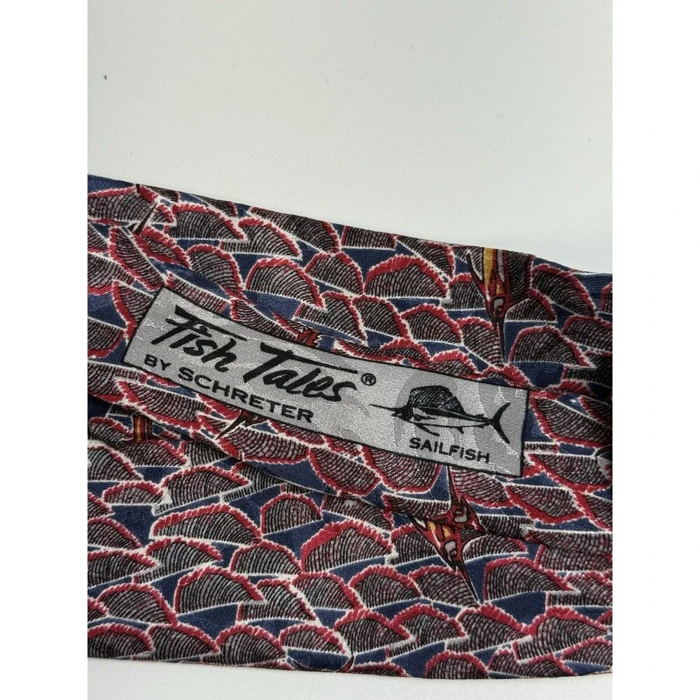 Fish Tales By Schreter Hand Finished All Silk Sailfish Neck Tie